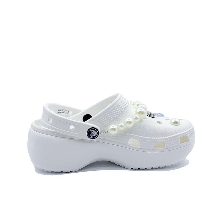 Crocs Baya Platform Clog Butterfly Love Flower Girly School Style Beach EVA Hole Shoes Unisex White