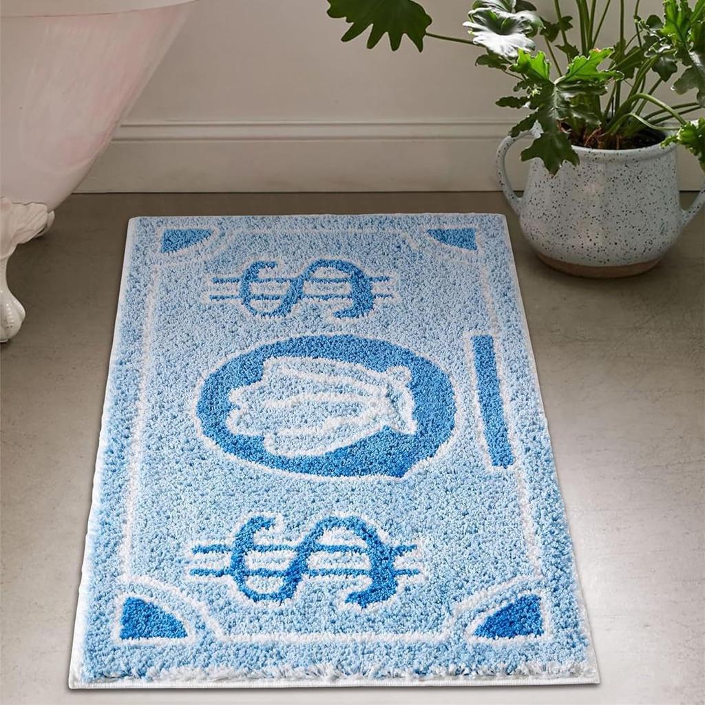 Coin-Print Plush Rug - Super Absorbent Bath Mat & Non-Slip Bedside Carpet For Decor