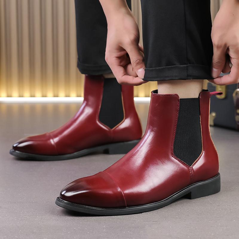 Роскошные дизайнерские новые мужские ботинки челси из лакированной кожи с острым носком, повседневные ботильоны, мужские зимние высокие кеды Zapatos Hombre