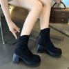 Женские короткие ботильоны на высоком каблуке, новинка осени и зимы 2025 года, французские ботинки Мартина на толстом каблуке и толстой подошве, рыцарские ботинки, модные универсальные ботинки