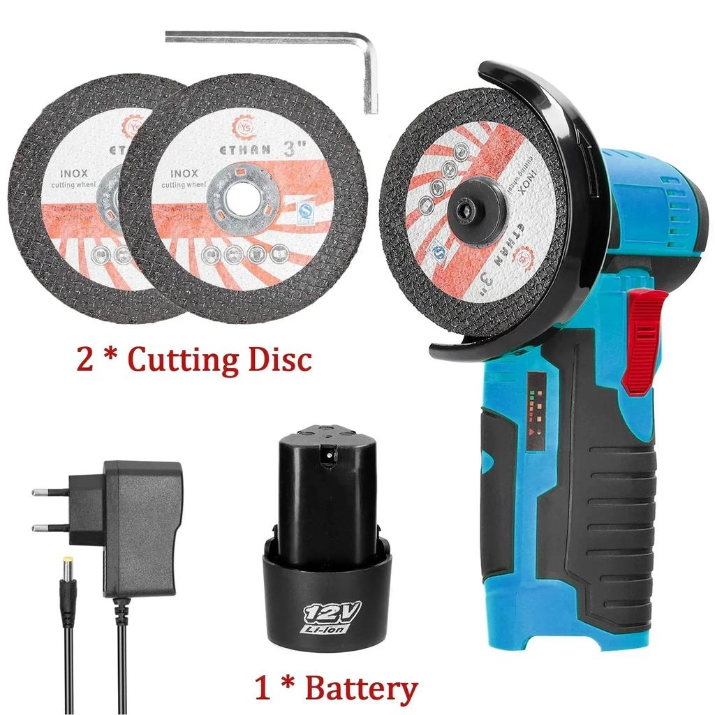 12V Cordless Electric Angle Grinder 800W 19500rpm Lithium Battery Polishing Grinding Machine Diamond Cutting Power Grinder