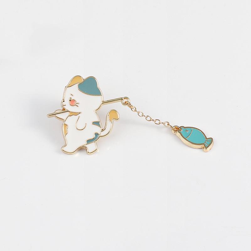 Kawaii мультфильм кот металлические броши влюбленные пара черный кот белый кот мини-значки детская одежда для взрослых украшения булавки