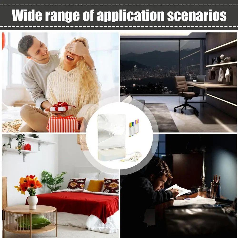 Erasable LED Drawing Board With Night Light DIY Acrylic Filled Chalkboard Message Board