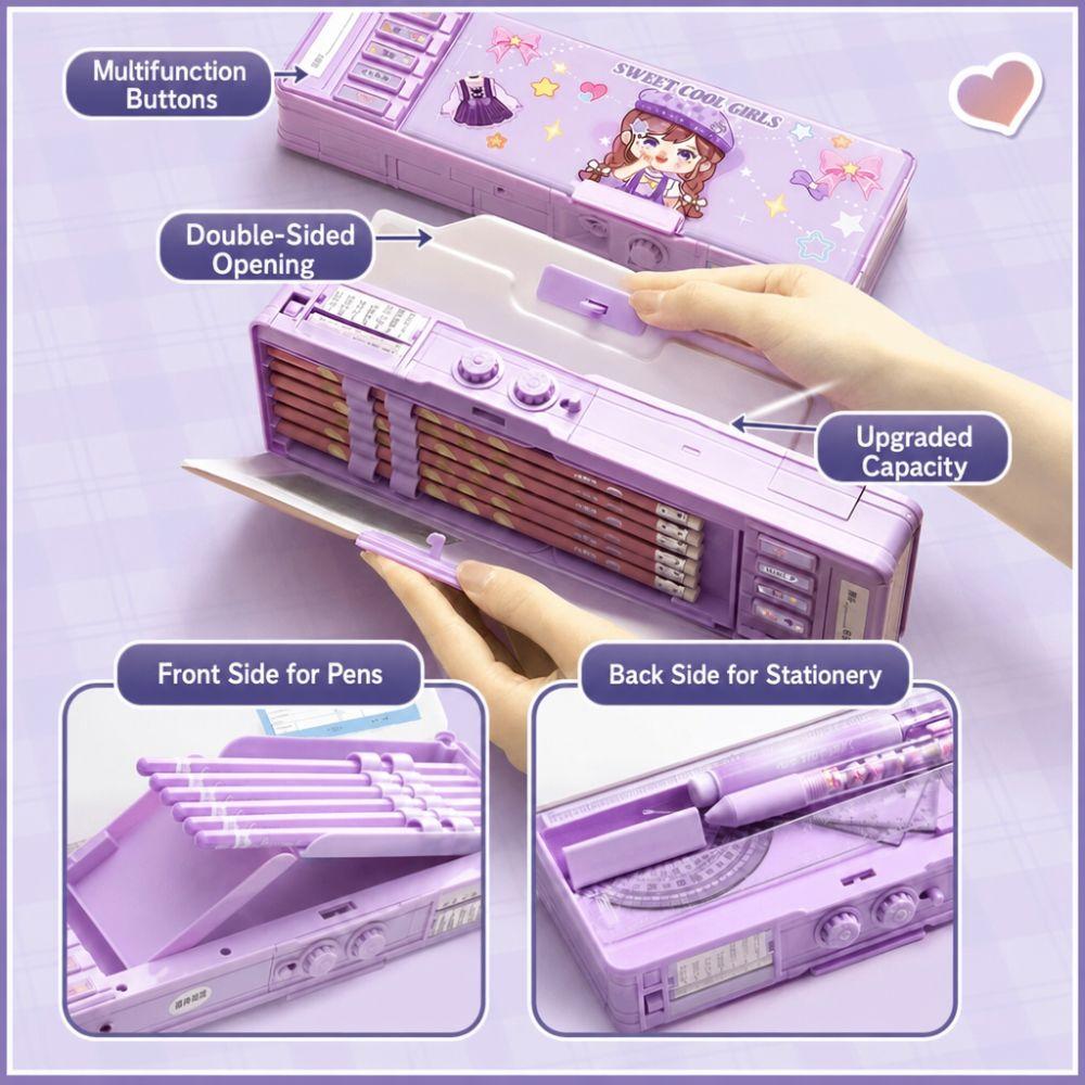 Large Capacity Pencil Case Password Lock Stationery Organizer Cartoon Stationery Box  Kids