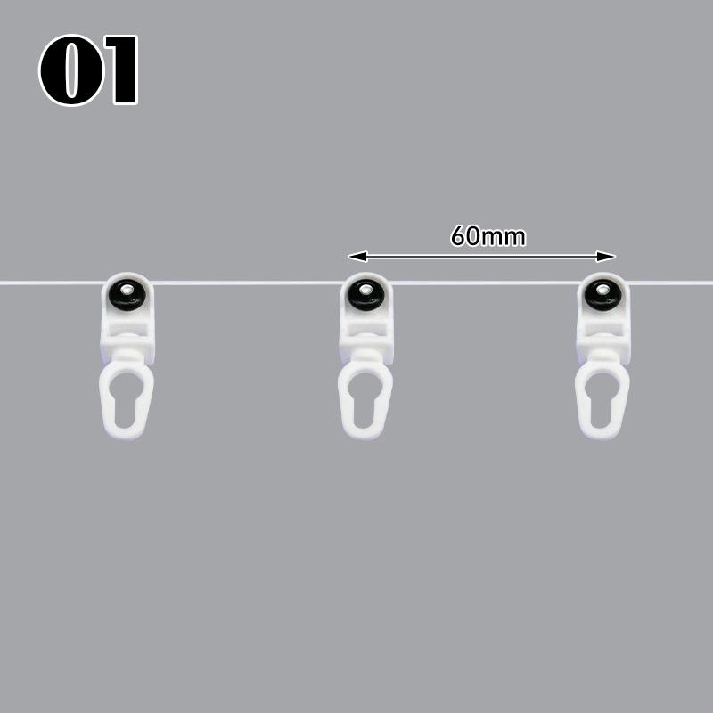 2M бесшумный ролик для карниза для штор S-образной волны, расстояние между направляющими 60 мм, направляющая для штор S-образной волны, аксессуары для карниза