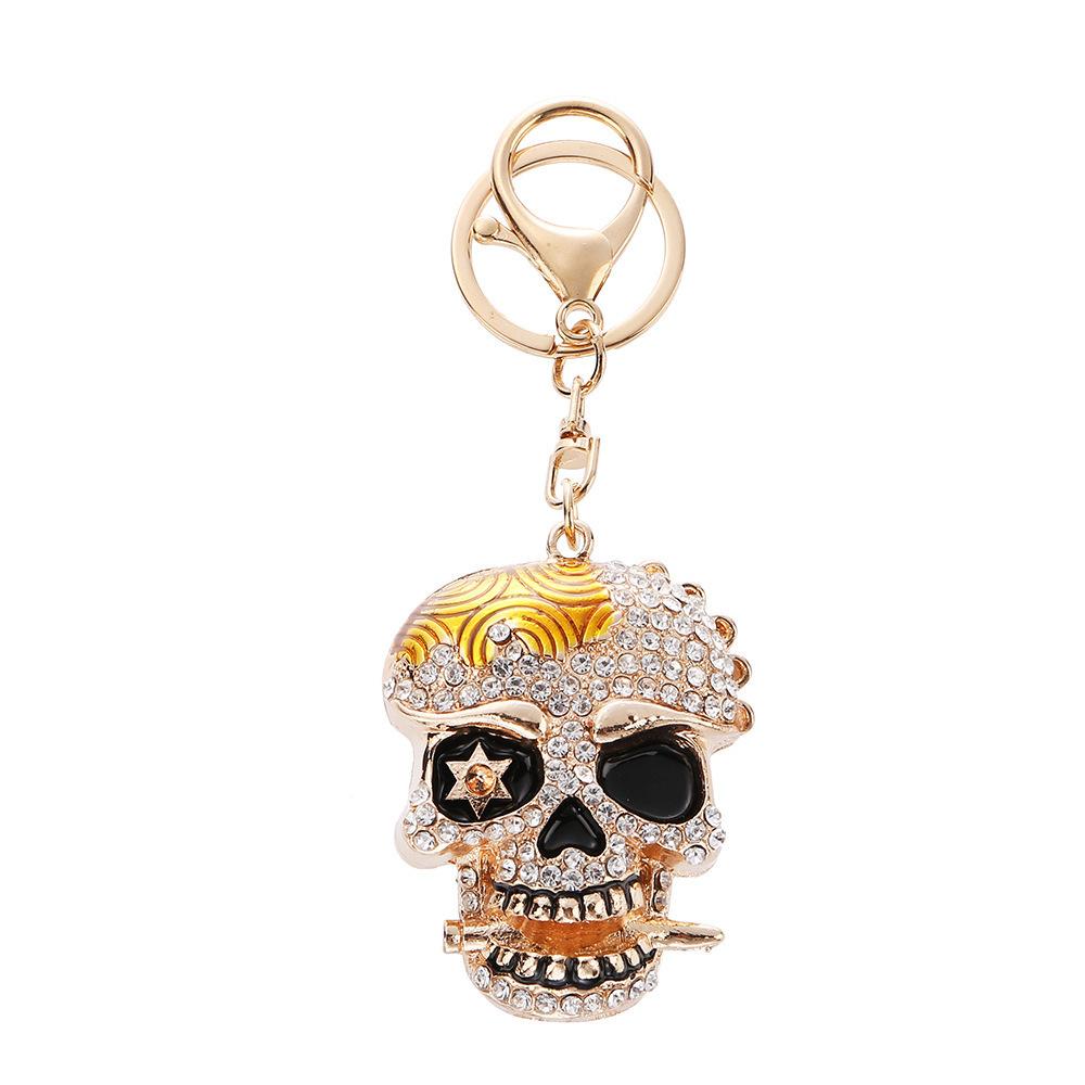 Halloween skull keychain, sparkling diamond studded, skull head, ghost head, bag pendant