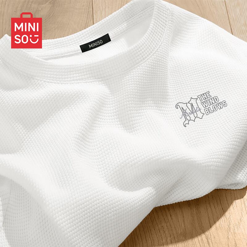 MINISO Мужская футболка с длинным рукавом вафельной вязки