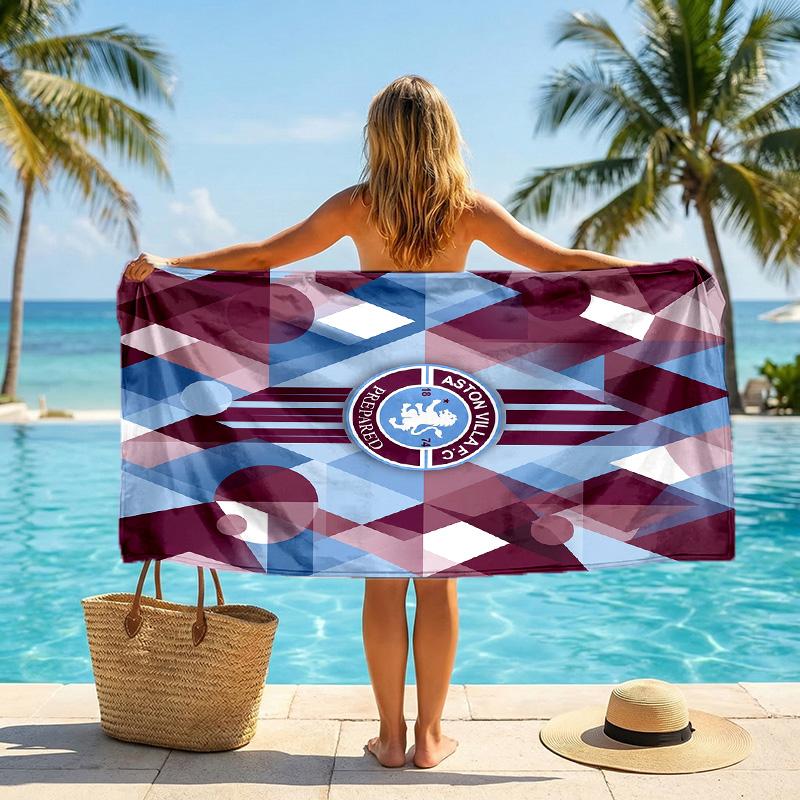 Aston Villa Football Beach Towel Soft Microfiber Summer Towel Quick Dry Absorbent Towel for Beach Swimming Pool Travel