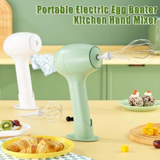 Portable Hand Mixer Electric USB Rechargeable Cordless Egg Beater with 2 Stirring Nets 3 Speeds Kitchen Whisk for Baking
