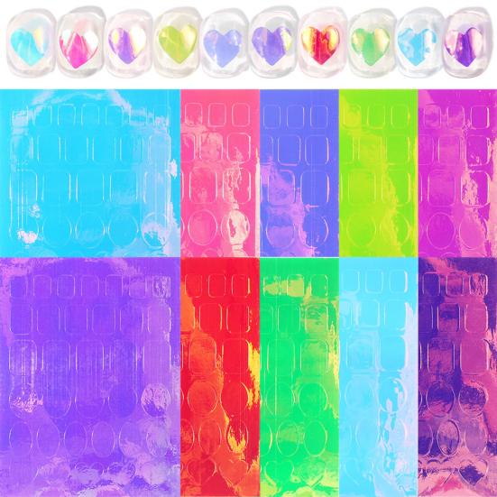 10Pcs/11Pcs/16Pcs Nail Ice Sticker Aurora Effect Reflective Colorful Foil Film Sparkling Glass Ice Cube Decoration for Manicure