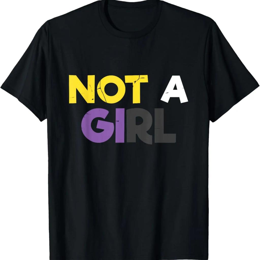 Not A Girl LGBT LGBTQ Pride Nonbinary Non Binary T-Shirt,100% cotton