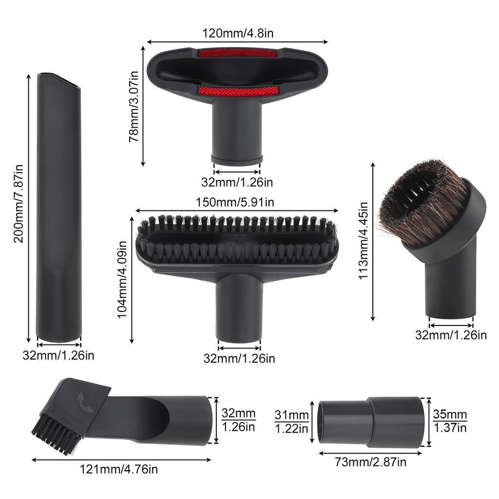 6 шт. многоразовых принадлежностей для пылесоса, набор для уборки, щетка для деревянного пола, сменный адаптер для шланга, набор для уборки дома