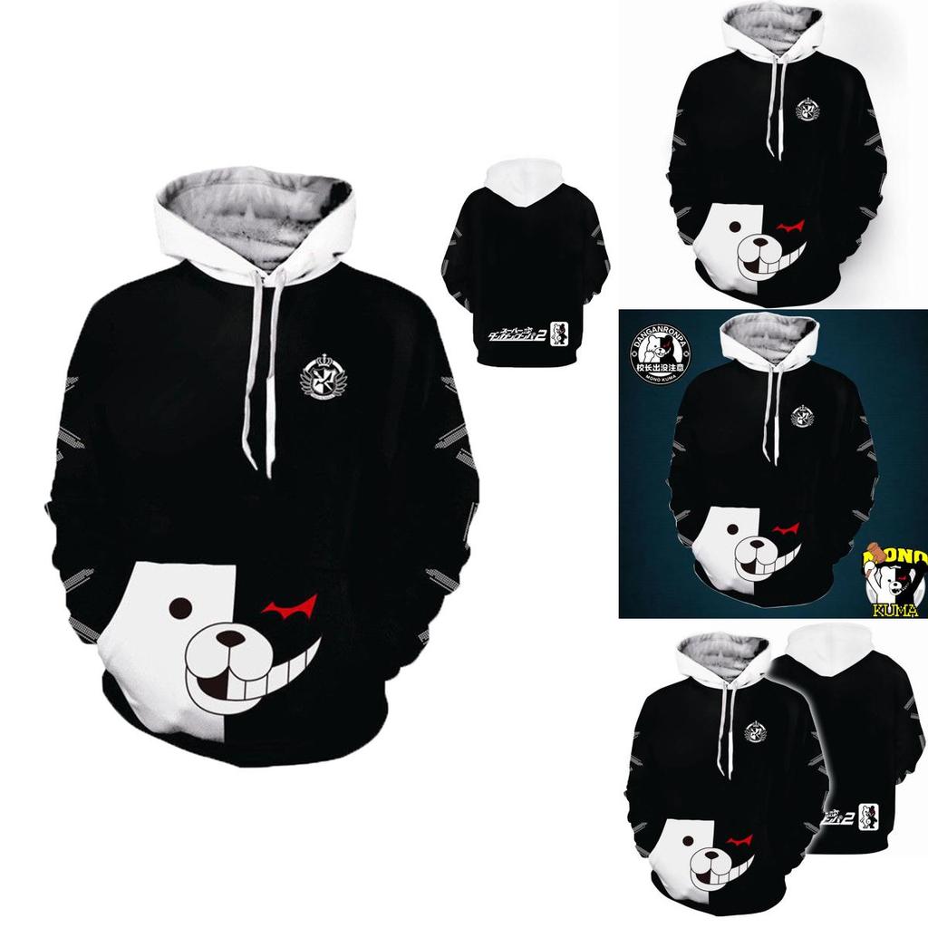 Anime Monokuma Danganronpa Cosplay Hoodie Sweaters Unisex Casual Sweatshirt Coat