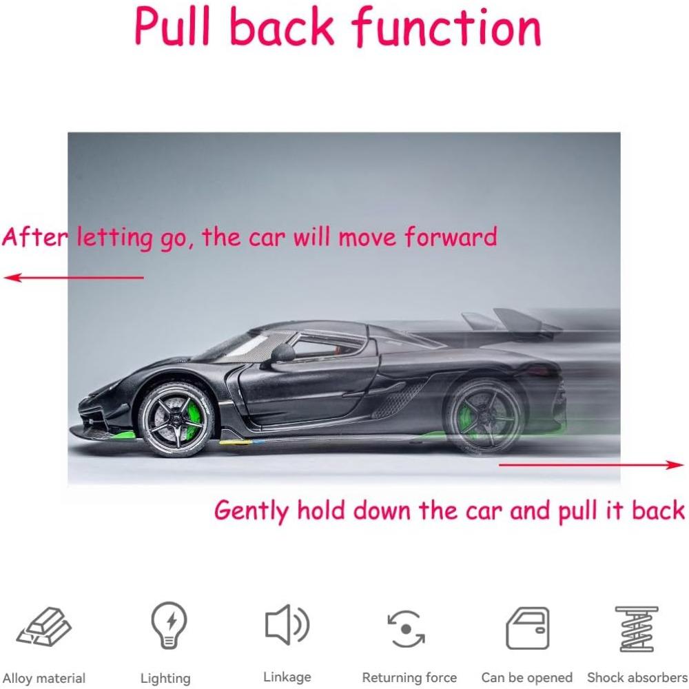 1/24 Lamborghini Koenigsegg JeskoToy Cars Модель литой коллекционной машины со звуком и светом