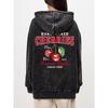 Oversized Women Washed Hoodie Hand Picked Cherries Always Fresh Print Pullover Pocket Warm Cotton Couple Clothes