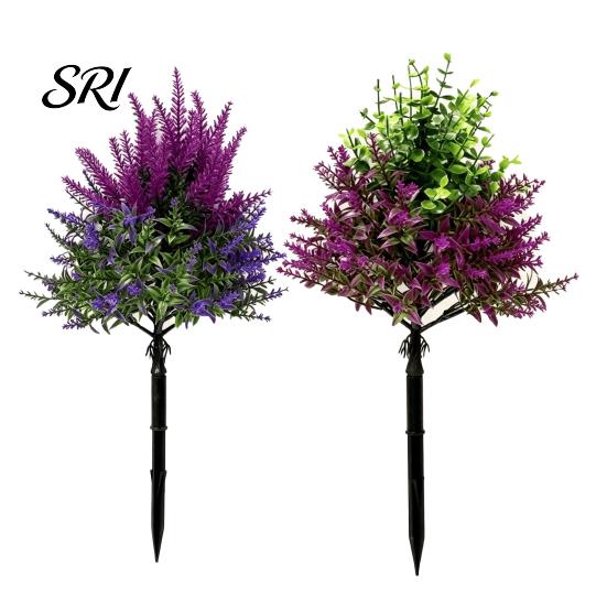 Indoor Outdoor Faux Plants Artificial Lavender Topiary Tree with Ground Spike UV Resistant Plant Decoration Shrubs Realistic Fake Purple Flower Bushes