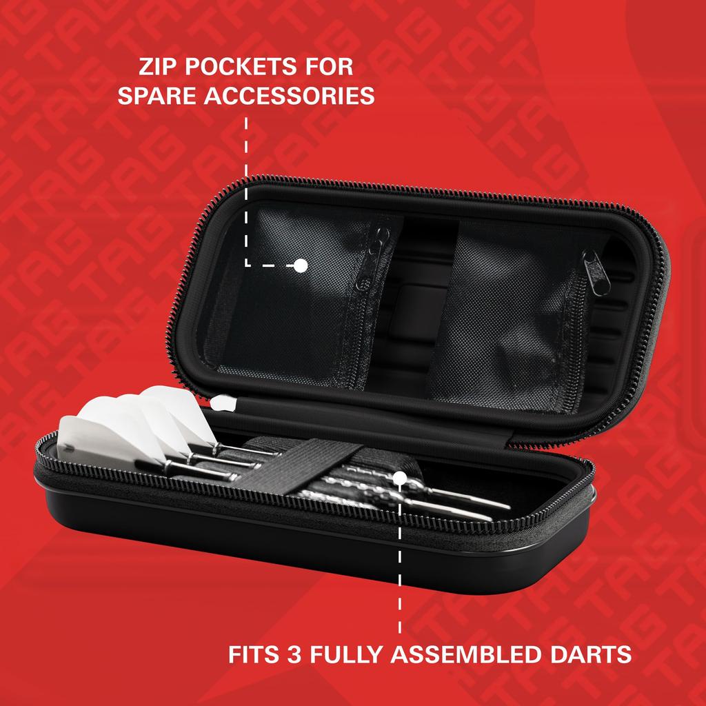 TARGET Darts TAKOMA WALLET Regular Size Green Dart Case with EVA Protective Cover, Holds 3 Darts, and Inner Storage, Professional Dart Accessory (Red)