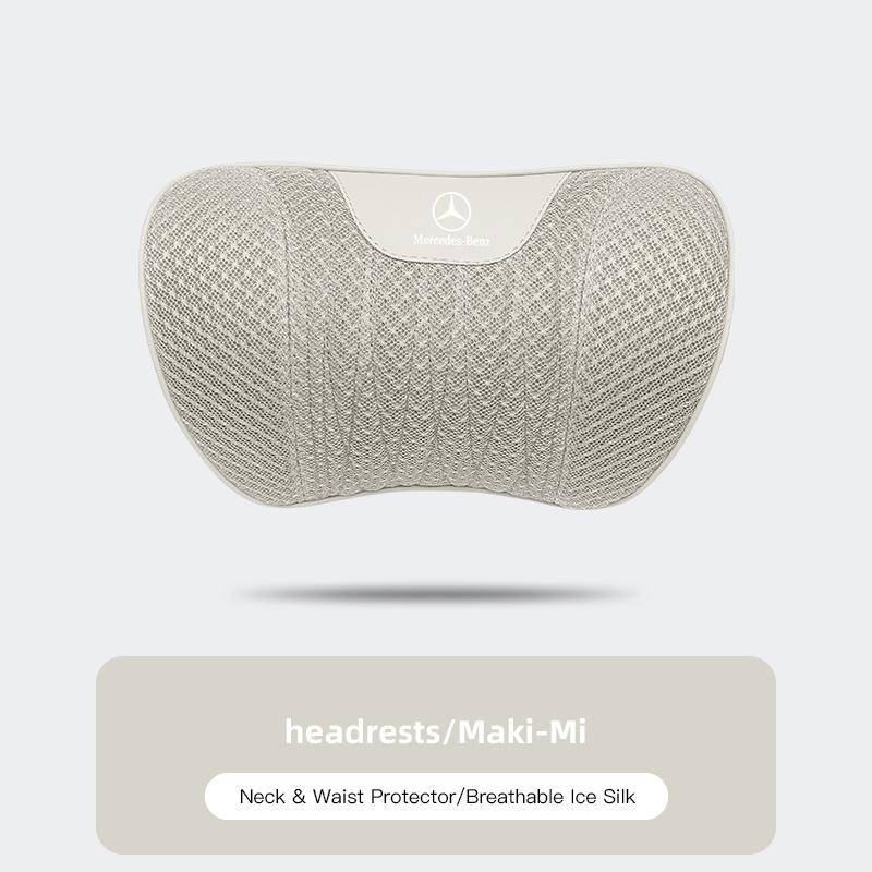 2025 Hot Ice Silk Seat Cover Car Cushion Headrest Lumbar Support Pad For Mercedes Benz AMG W204 W205 W203 W211 W212 W213 W201 W2