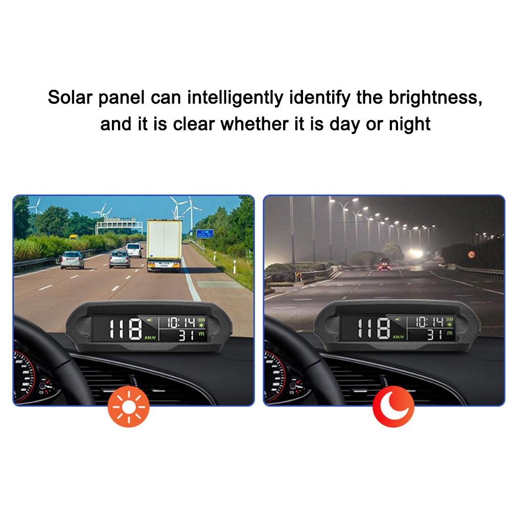 Автомобильный беспроводной HUD дисплей на солнечной батарее GPS цифровой спидометр с ЖК-экраном сигнализация превышения скорости