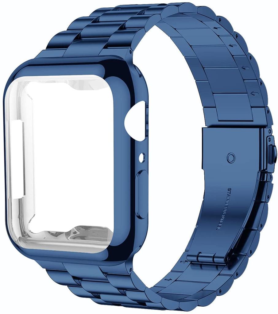 Чехол+Ремешок Ремешок для iWatch Ultra2 49 мм Металлический ремешок из нержавеющей стали Для Apple Watch 9 41 45 мм 44 мм 40 мм Серии SE 8 7 6 5 4 Чехол