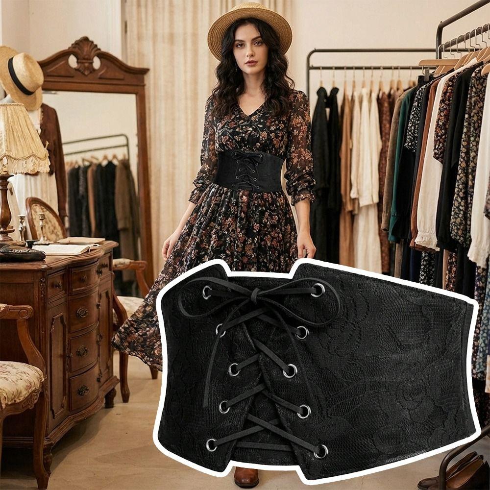 Black Lace Corset Belts Lace Embroidery Waist Belts Trendy Slimming Body Belts Female