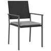 VidaXL Garden Chairs and Cushions Set of 2 Black 54x62.5x89 Cm Rattan 364097