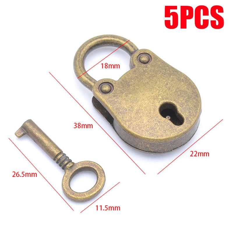 Old Vintage Style Metal Locks Mini Padlock Small Luggage Box Key Lock Bronze Color Home Usage Hardware Decorations