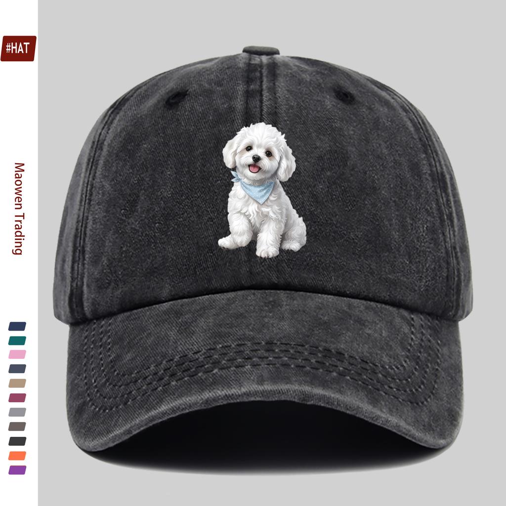pc Bichon Frise Print Casual Baseball Cap Sun Hat Suitable for Pet Lovers Comfortable Lightweight Decorative Hat with Adjusta