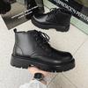 Martin boots men's British autumn versatile tooling locomotive men's boots ins black high-top leather shoes short boots 6386-J