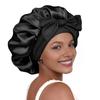 Satin Hair Bonnet for Sleeping Women Double-Layer Faux Silk Cap with Tie Curling