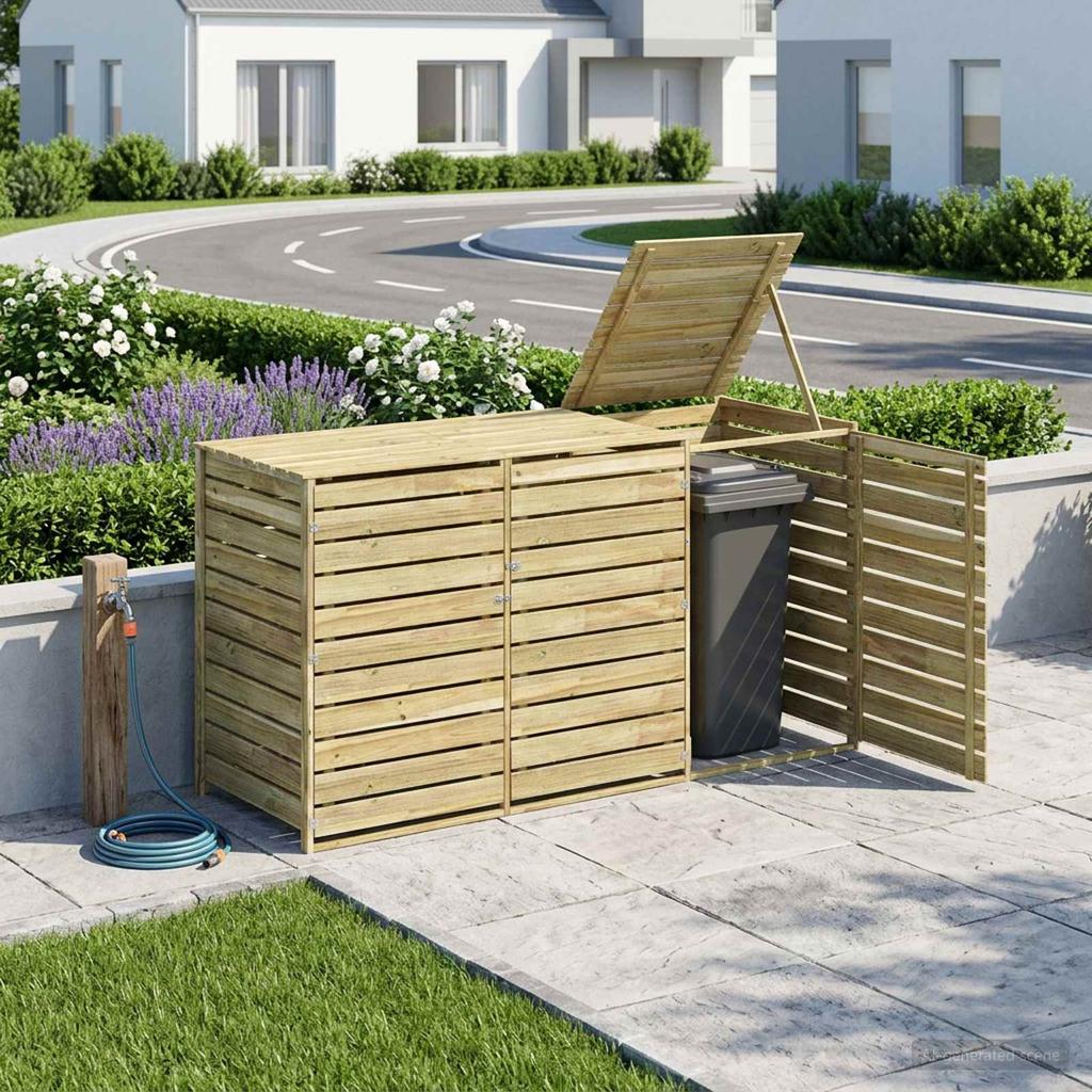 Trash Bin Box for 3 Bins 240 L Impregnated Pine Wood