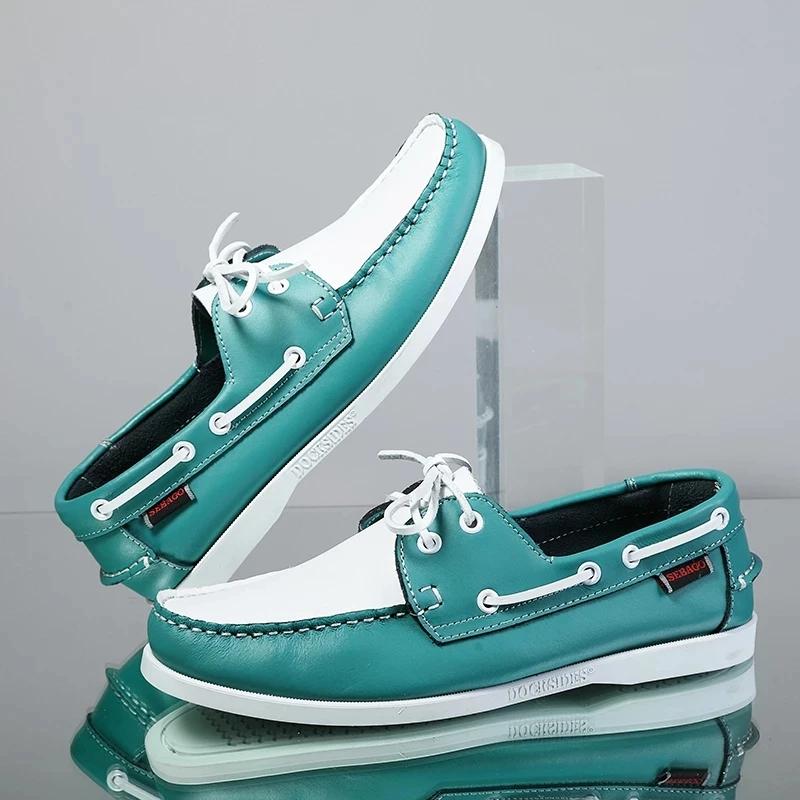 Лоферы Обувь для мужчин Натуральная кожа Мокасины Ретро Мода Лодочные Туфли Классические мужские Дизайнерские Туфли На Плоской Подошве Большой Размер