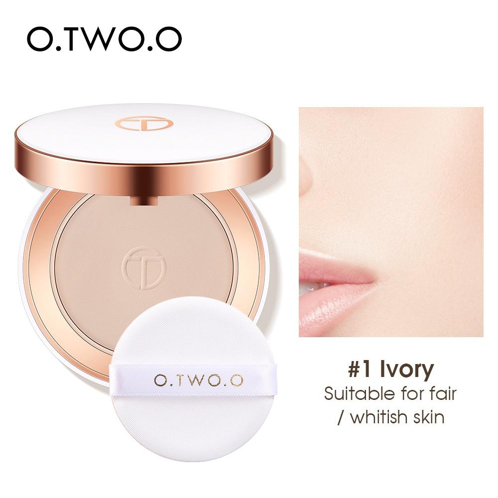O.TWO.O Face Setting Powder Cushion Compact Powder Oil-Control 3 Colors Matte Smooth Finish Concealer Makeup Pressed Powder