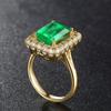 WOSIKATE Винтажное Кольцо с Изумрудным Камнем для Женщин Медь С Позолотой 18K Помолвочное Кольцо Модные Украшения