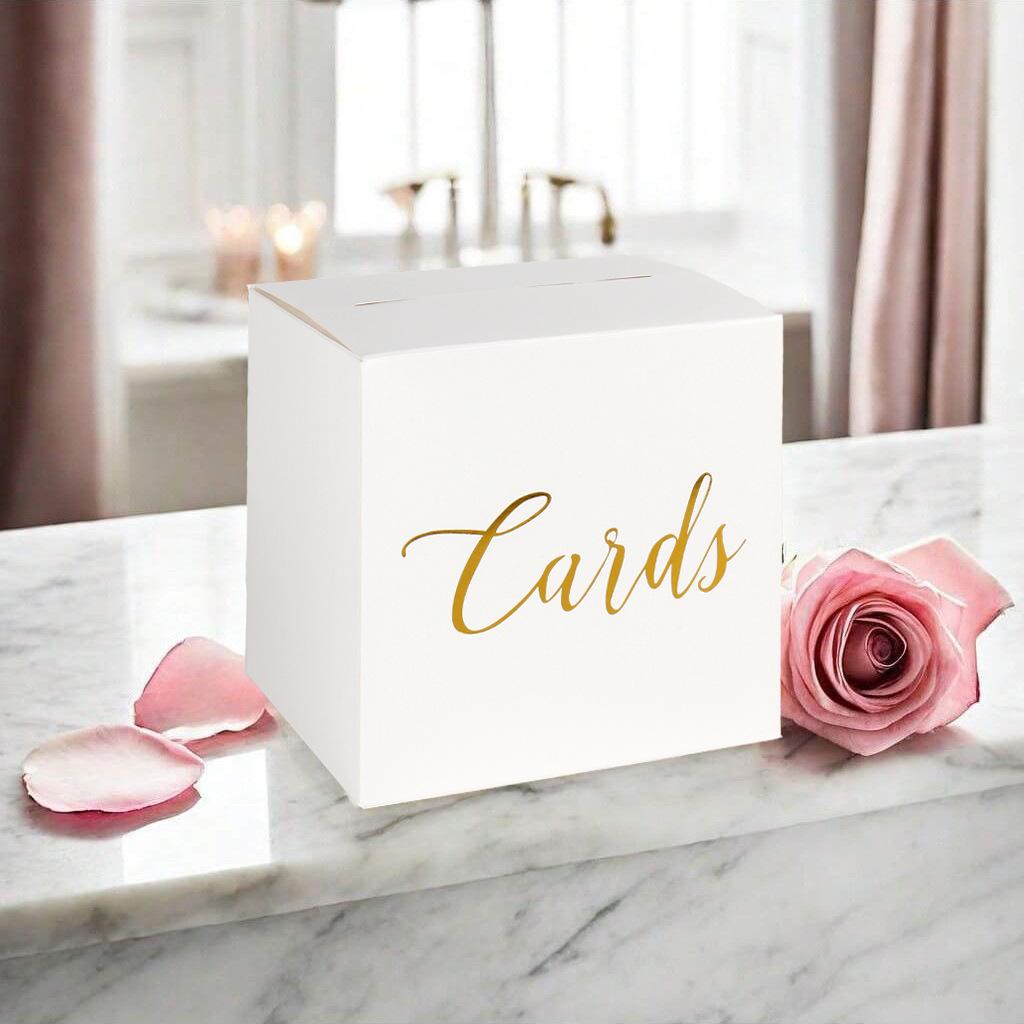 Runtowo White Card Box &10pcs Greeting Card,Wedding Voting Card Box,Wedding Birthday Party Reception Envelope Card Box