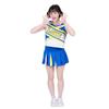 Be With Women's Cheerleader Cosplay Costume Set - LOVE Logo Crop Top and Pleated Mini Skirt, Blue & Yellow, Size M for Halloween Party Events