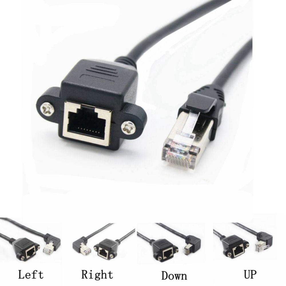 Right Angle Screw Panel Ethernet LAN Cord Network Wire RJ45 Cable Panel Mount Extension Cable