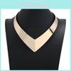 Fashion V Shaped Metal Women Collar Necklace With Geometric Design For Trendy Womens Jewelry