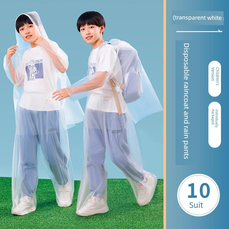 Children's Disposable Foot-Covering Rain Pants, Waterproof Large Size Thickened Full-Body Adult Rafting Split Raincoat