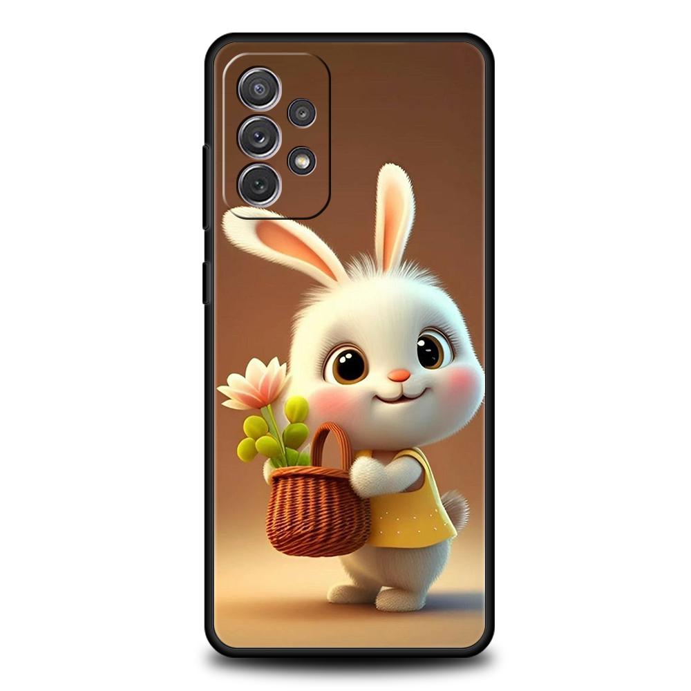 Милый Кролик в Фиолетовой Шляпе Чехол для Телефона для Samsung Galaxy A15 A14 A25 A54 A34 A51 A71 A72 A73 A32 A52 A52S A21S 5G TPU Чехол