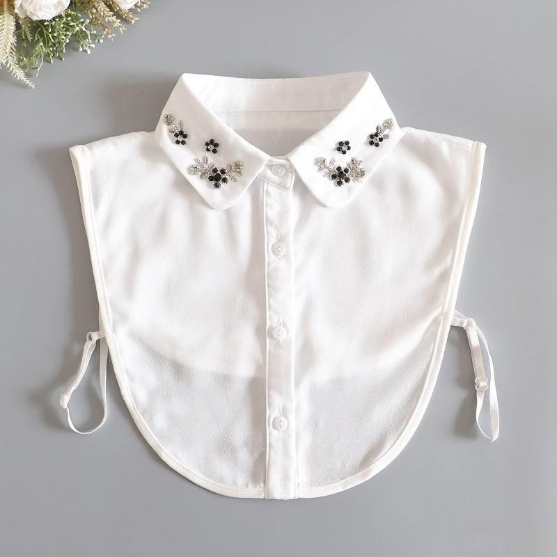 Fashion White Detachable Fake Collar Women's Lace Chiffon Lapel Half Shirt Tie False Collar Woman Fashion Accessory for Women