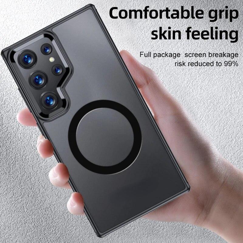 Чехол Magsafe для Samsung S24 Ultra, магнитный чехол с беспроводной зарядкой, полупрозрачный матовый противоударный акриловый чехол-бампер для Samsung S23 Ultra S23 FE