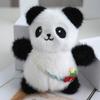 Charming Plush Flower Panda Keychain Bag Doll Soft Animal Toy For Childrens Play