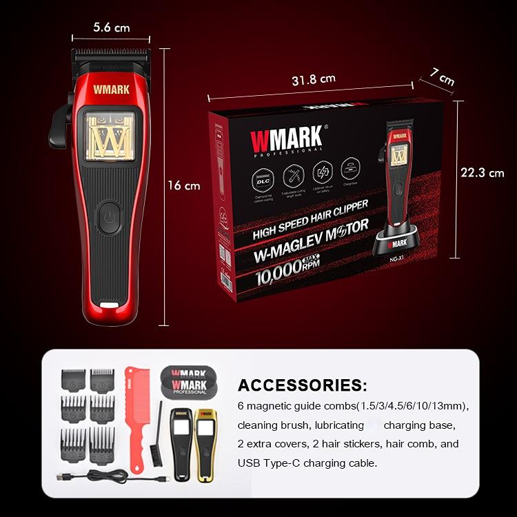 WMARK Машинка для стрижки волос Электрическая машинка для стрижки волос Профессиональная машинка для стрижки волос Беспроводная машинка 10000 об/мин Триммер для мужчин NG-X1