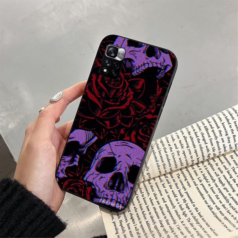 Чехол для телефона с изображением черепа и цветка для Xiaomi Redmi note 13 12 Pro 11S 11 10 Pro 10S 12S Redmi 10 9C 13C