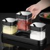 4Pcs with Spoon Seasoning Jars Glass Spice Containers Combination Seasoning Box Set  Kitchen Gadgets