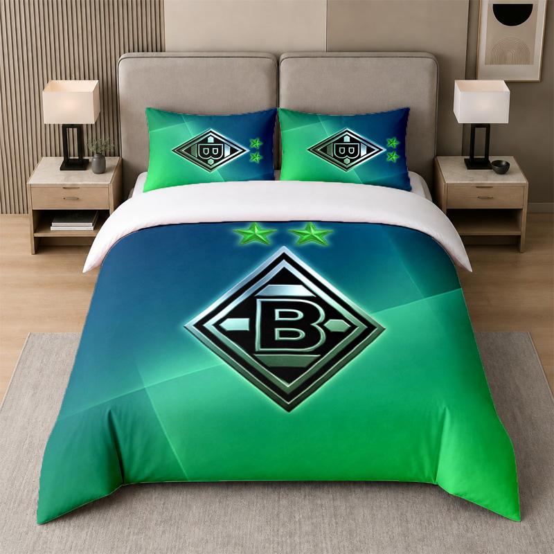 Set de lenjerie de pat 3 bucăți Borussia Mönchengladbach Cearșaf moale și două fețe de pernă Decor pentru dormitorul de acasă