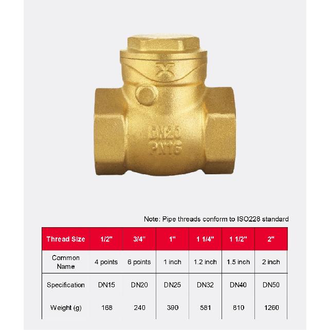 Brass Check Valve Swing Type DN15 DN50 Non Return Valve Female Thread Water One Way Valve Plumbing Inline