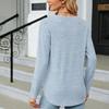 2023 женская осенне-зимняя повседневная футболка с круглым вырезом и длинными рукавами, свободная футболка на пуговицах, топ