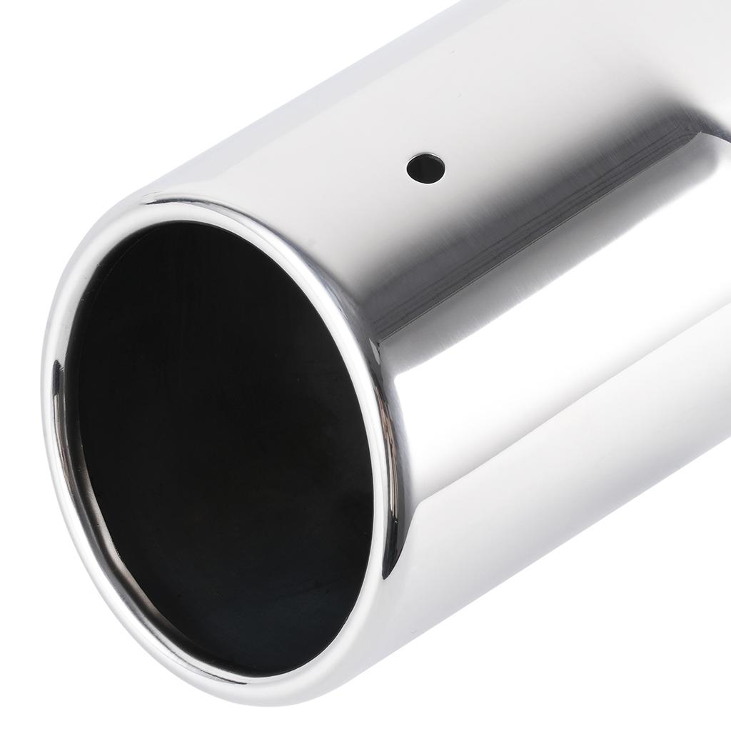 1pc Universal 6.3CM Exhaust Tailpipe Tips Car Accessories Round Angled-mouth Straight Stainless Steel With Single Outlet